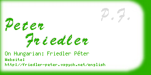 peter friedler business card