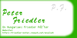 peter friedler business card